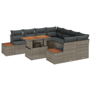 Loungeset 9-delig poly rotan grijs