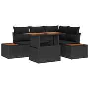 Loungeset 5-delig zwart poly rotan