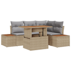 Garden Sofa Set with storage 5 pcs Beige Poly rattan