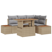 5-Persoons Tuin Sofa Set met Kussens in Beige en Licht Grijs van Poly Rattan
