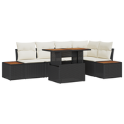 Loungeset 6-delig poly rotan zwart