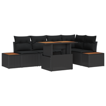 6-delige ligbed set met kussens zwart poly rattan