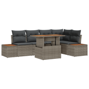 Loungeset 6 personen poly rotan grijs