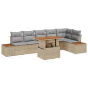 Tuinset poly rotan 7-delig beige