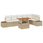 Loungeset poly rattan 7-delig beige