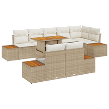 9-delige Tuinbankenset met kussens poly rattan beige