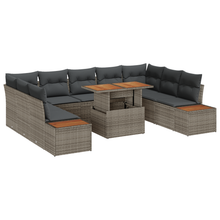 6-delige Tuinbankenset met kussens poly rattan grijs