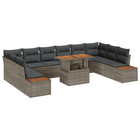 Loungeset 11-delig poly rotan grijs