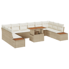 Loungebank 11-delig poly rotan beige