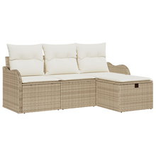 4-delige Tuinbankenset met kussens poly rattan beige