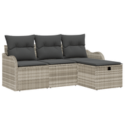 Garden Lounge Set with Cushions 4 pcs Light Grey poly rattan