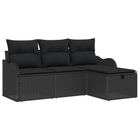 Garden lounge set with cushion with storage 4 pcs Black poly rattan