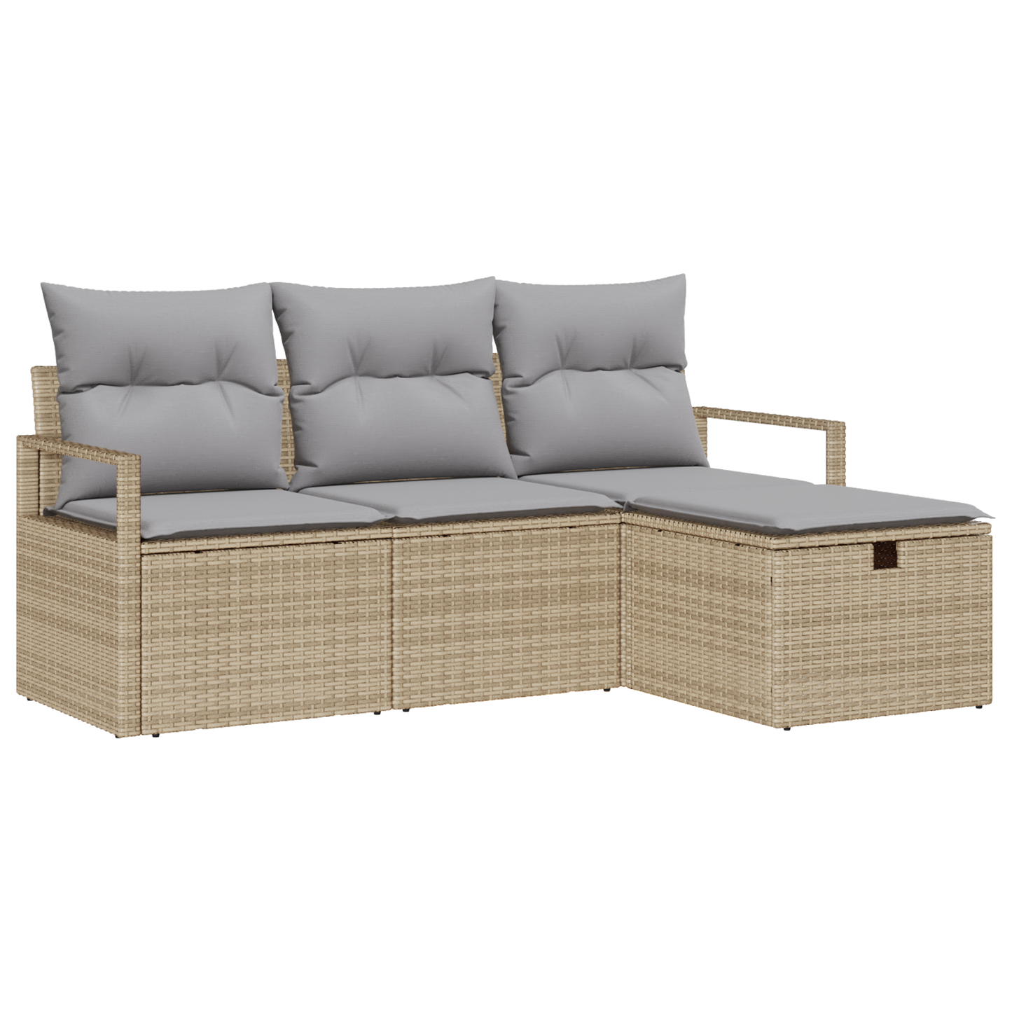 4-delige Tuinbankenset met kussens poly rattan beige