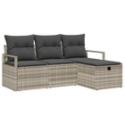 Sofa set with cushion with storage 4 pcs Light grey poly rattan