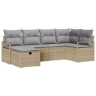 Sofa set with cushion 6 pcs Beige and Light Grey poly rattan