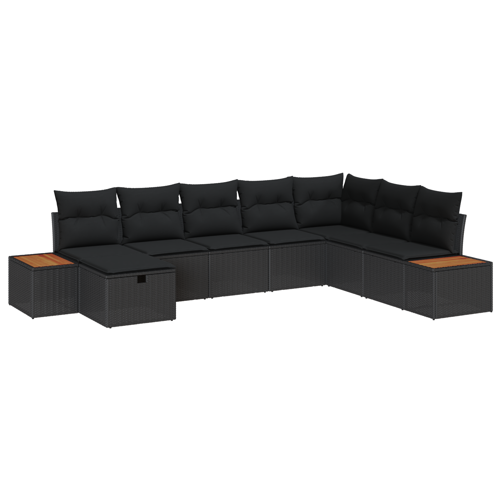 8-delige tuinsofa set met kussens zwart poly rattan