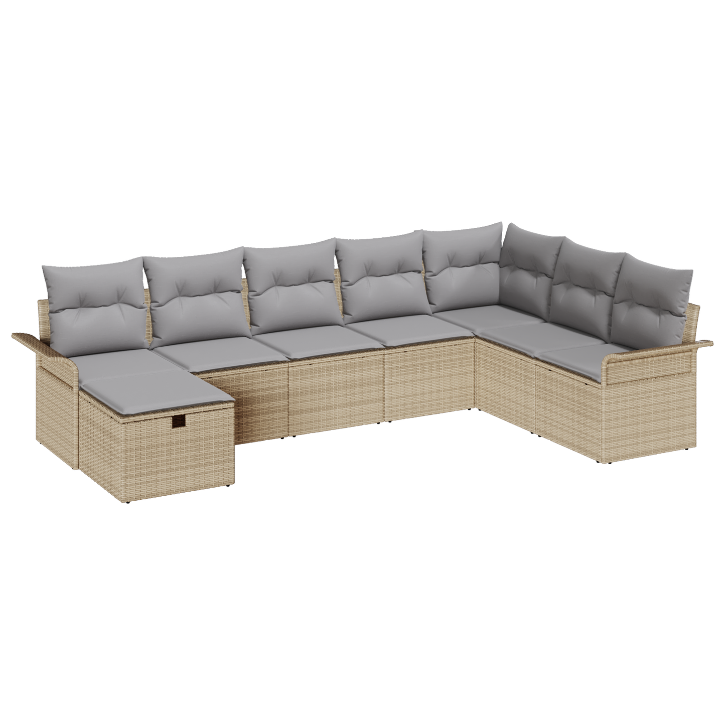 8-delige Tuinbankenset met kussens poly rattan beige