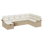 Tuinset loungebank 8-delig poly rattan beige