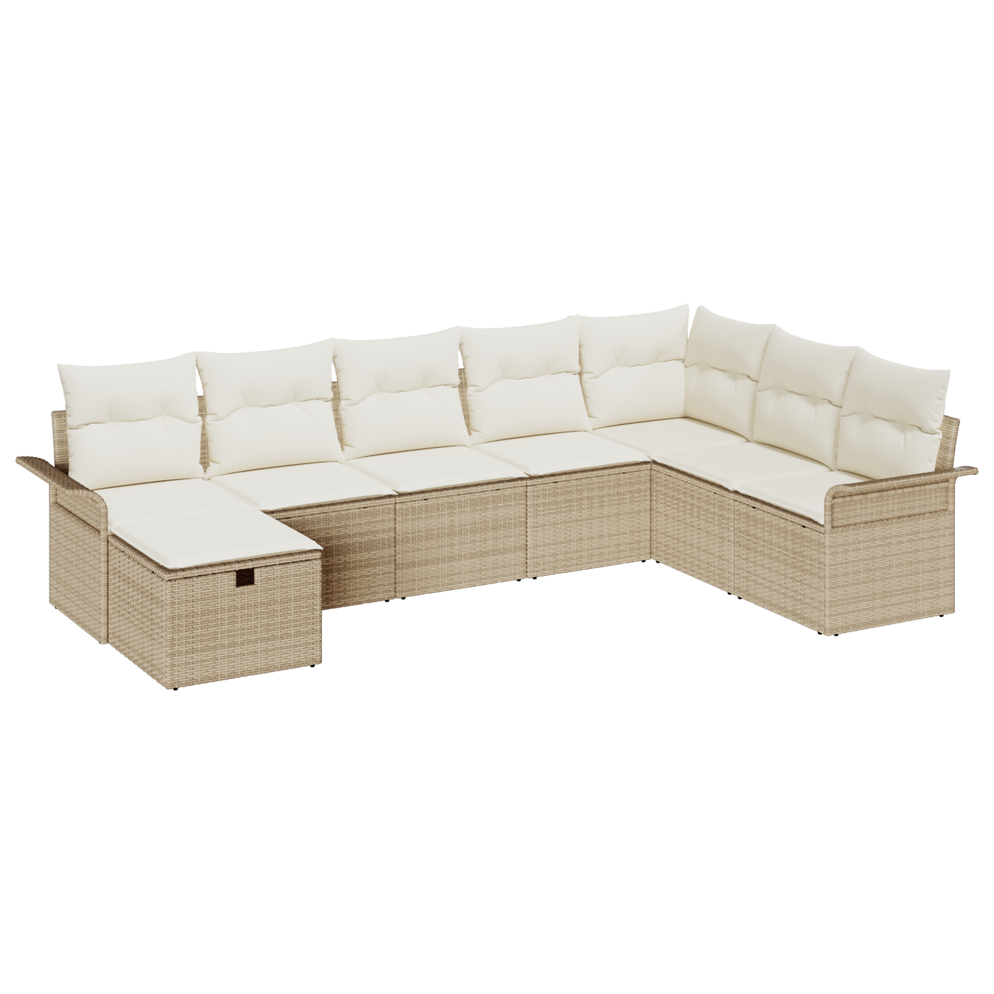 8-delige Tuinbankenset met kussens poly rattan beige