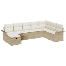 8-delige Tuinbankenset met kussens poly rattan beige