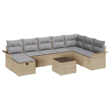 9-delige Tuinbankenset met kussens poly rattan beige