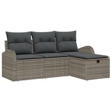 4-delige Tuinbankenset met kussens poly rattan grijs