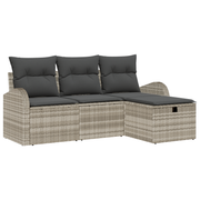 Tuinset poly rattan 4-delig lichtgrijs