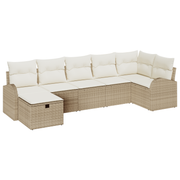 Loungebank set 7-delig poly rattan beige
