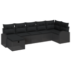 Loungeset 7-delig poly rattan zwart met kussens