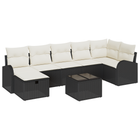 Loungebank set 8-delig poly rattan zwart