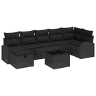 Loungebanken set poly rotan zwart 8-delig