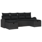 Loungebanken set 6-delig poly rattan zwart