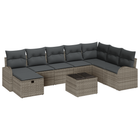 Tuinset poly rattan 9-delig grijs