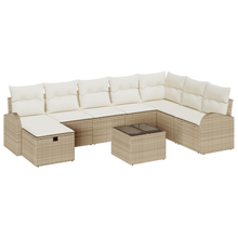 9-delige Tuinbankenset met kussens poly rattan beige