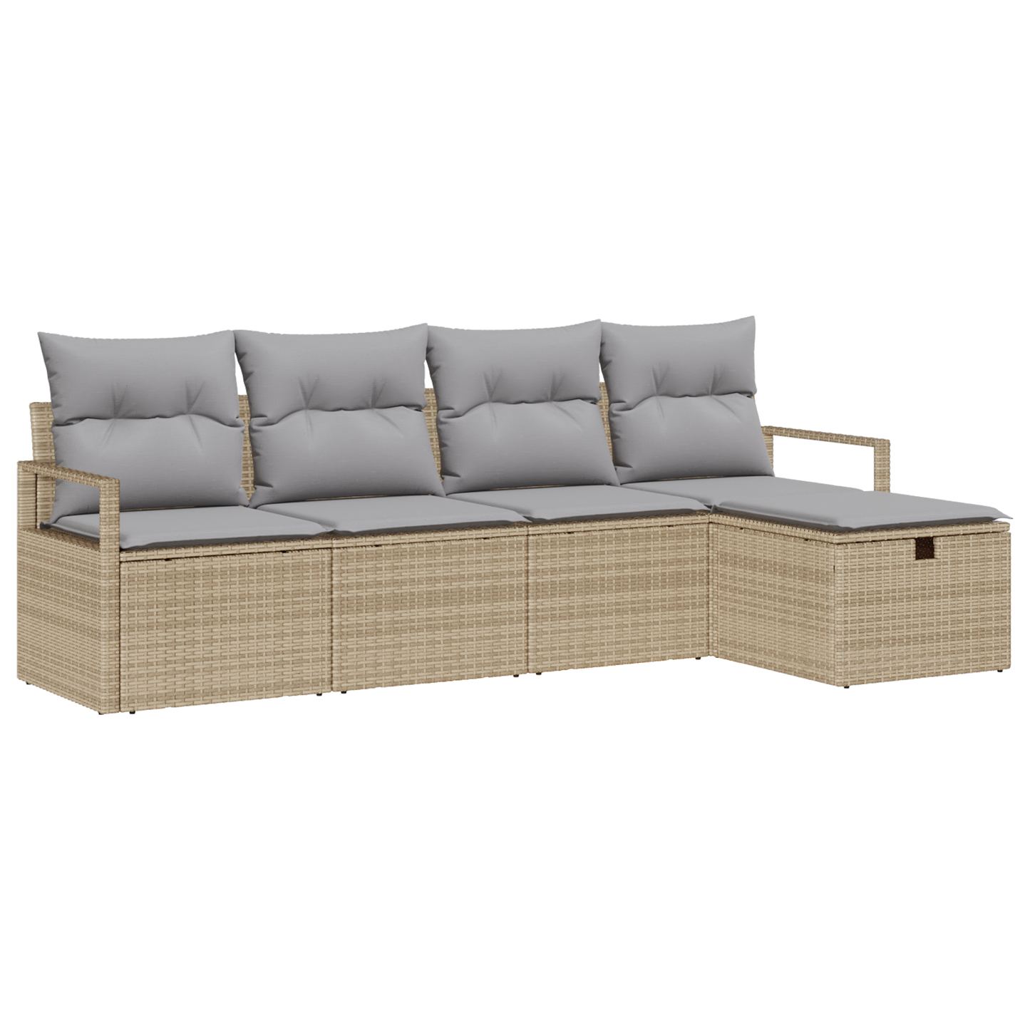 5-delige Tuinbankenset met kussens poly rattan beige