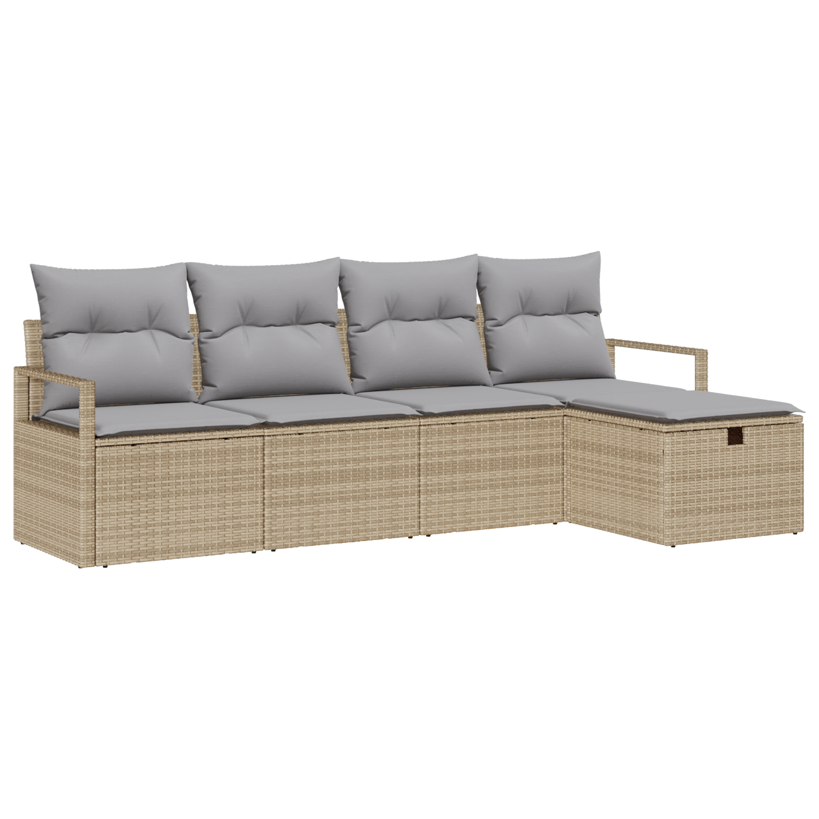 5-delige Tuinbankenset met kussens poly rattan beige