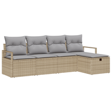5-delige Tuinbankenset met kussens poly rattan beige