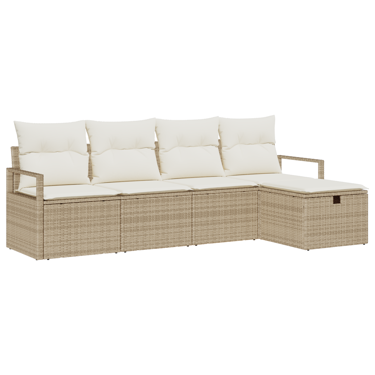 5-delige Tuinbankenset met kussens poly rattan beige