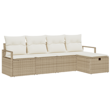 5-delige Tuinbankenset met kussens poly rattan beige