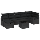 Loungebank set poly rattan zwart 5-delig