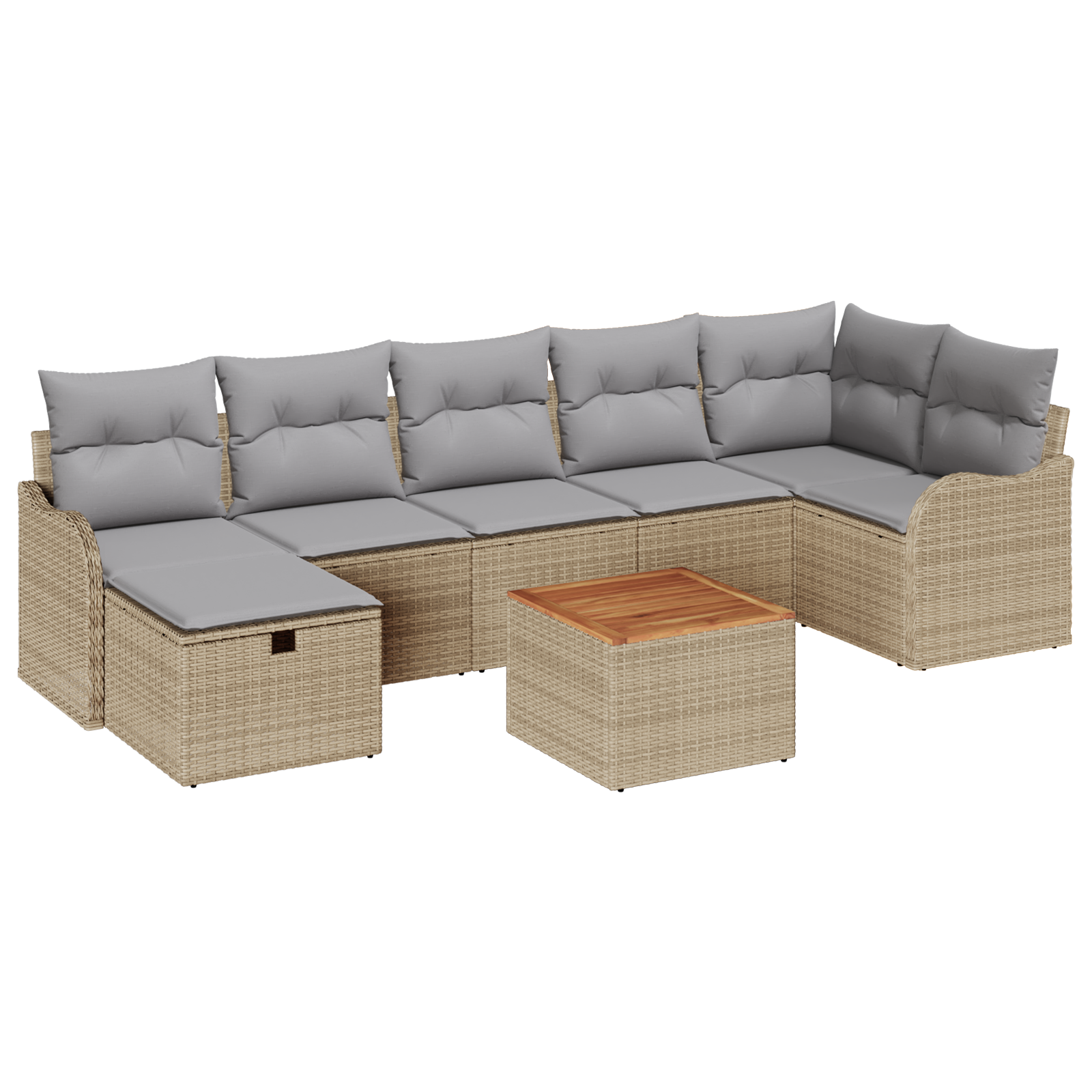 8-delige Tuinbankenset met kussens poly rattan beige
