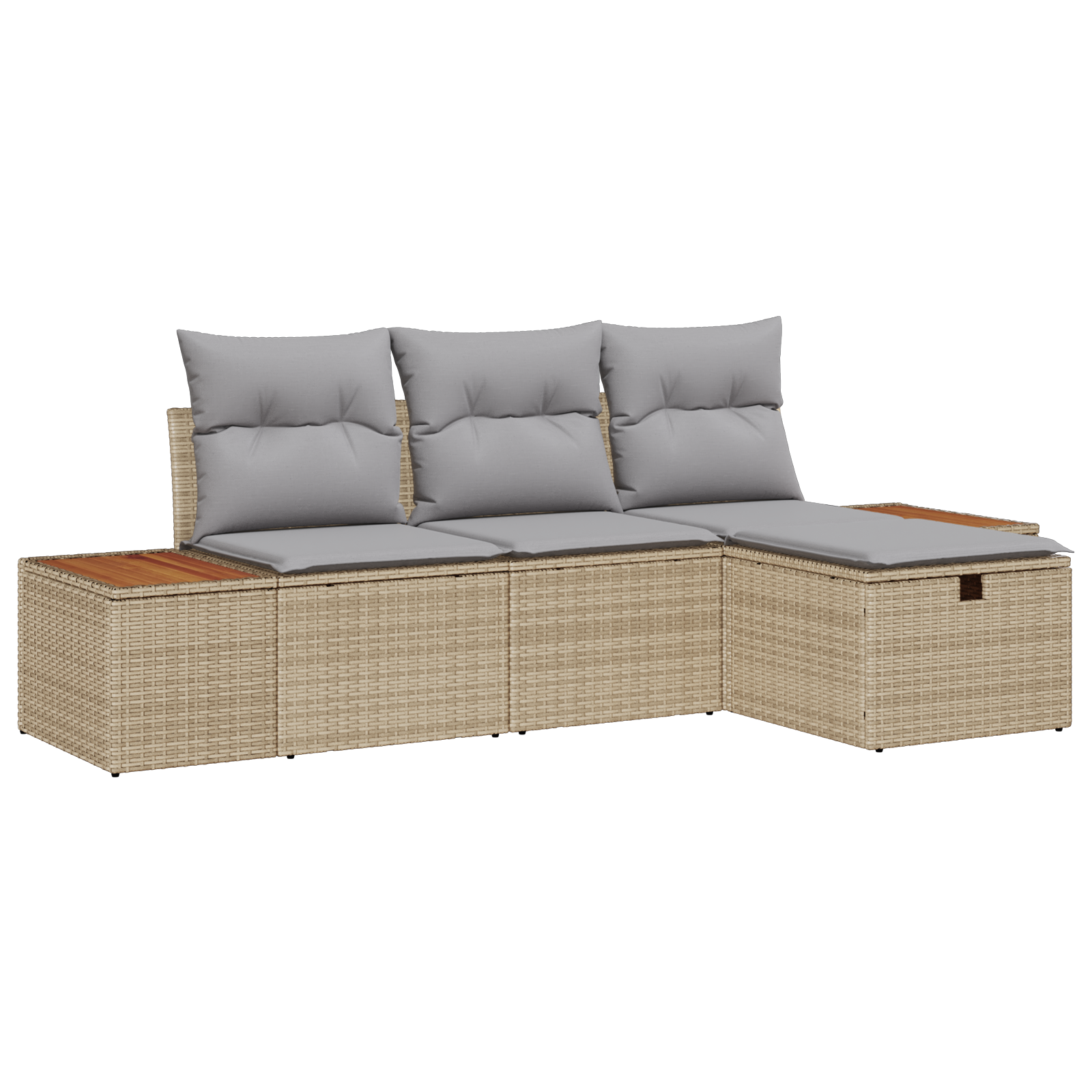 4-delige Tuinbankenset met kussens poly rattan beige