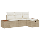 Tuin loungeset 4-delig poly rattan beige