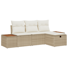 4-delige Tuinbankenset met kussens poly rattan beige