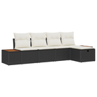Loungeset poly riet zwart 5-delig