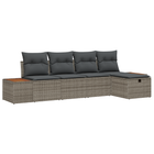 Loungebank set poly rattan grijs 5-delig
