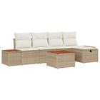 Loungebank 6-delig poly rotan beige