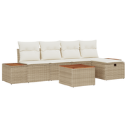 Loungebank 6-delig poly rotan beige