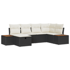 Tuin loungeset poly rattan 6-delig zwart