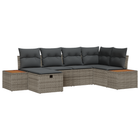 Loungeset poly rattan grijs 6-delig